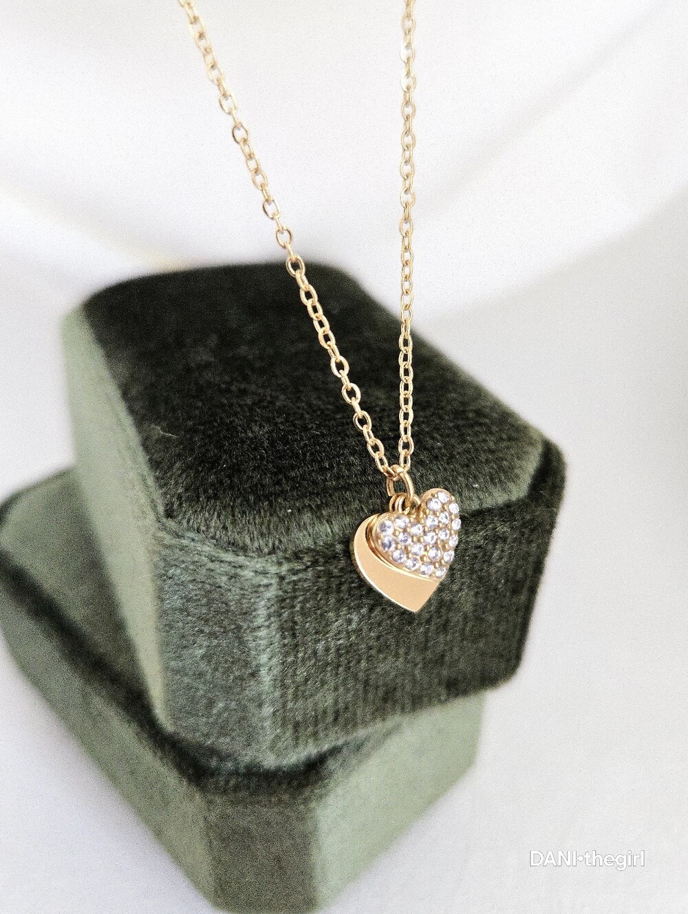 Dainty Layered Gold Pave Zircon Heart Necklace